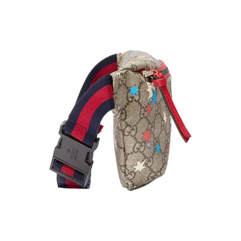 GUCCI Canvas With Leather Fanny Pack Sling Bag Shoulder Bag Crossbody Bag Kids' Ebony/Red/Multicolor-3