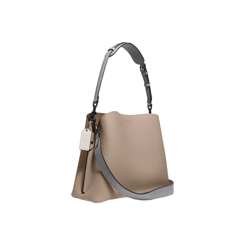 COACH Willow Leather Bucket Bag, Shoulder Bag, Crossbody Bag, Handbag Tubas Women's Light Brown-1