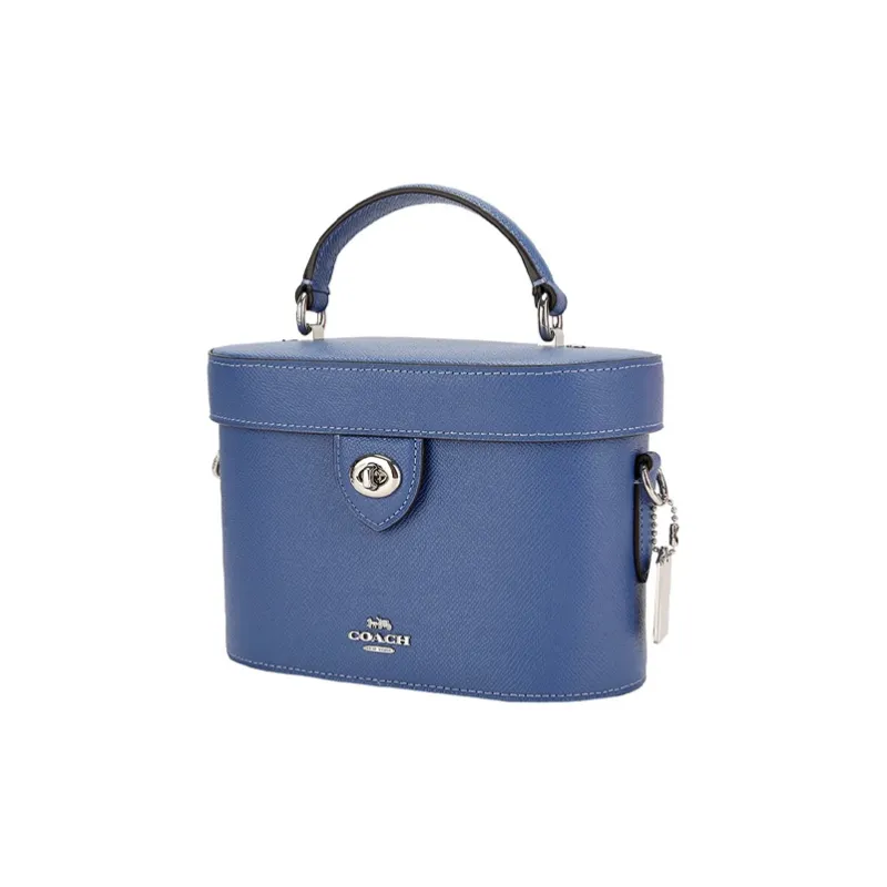 COACH Kay Leather Box Bag Makeup Bag Shoulder Bag Handbag Small Size Women's Blue-1