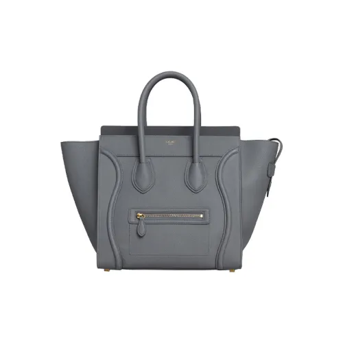 celine Camarat Luggage Calfskin Smile Bag One Shoulder Handbag Mini Women's Charcoal Gray