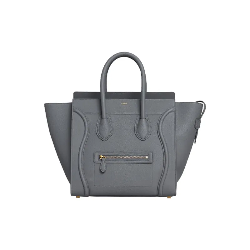 CELINE Luggage Calfskin Smile Bag One Shoulder Handbag Mini Women's Charcoal Gray-0