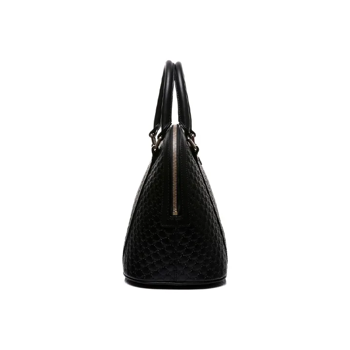 GUCCI Embossed Cow Leather Dome Bag, Handbag, Shoulder Bag, Crossbody Bag Medium Size Women's Black-2