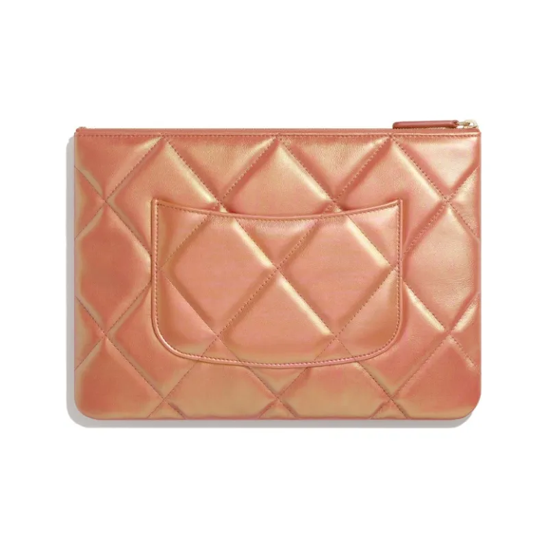 CHANEL 19Bag Iridescent Calfskin And Metal Clutch Women's Pink-1