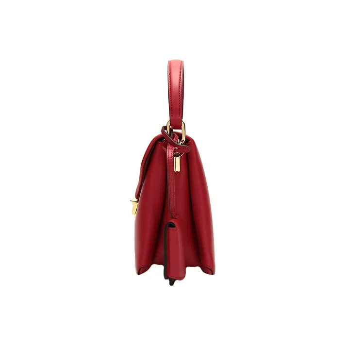 PRADA Cow Leather Handbag, Shoulder Bag, Crossbody Bag Women's Red-4