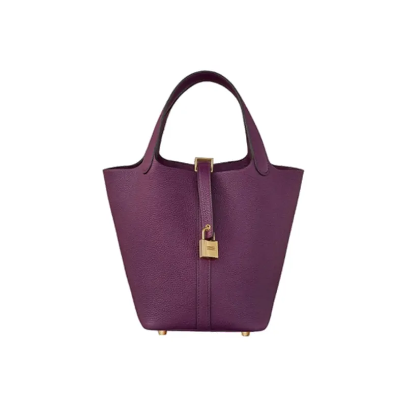 HERMES Picotin Lock Maurice Bullock Leather Bucket Bag Handbag 22 Women's P9 Anemone Sea Anemone Purple-4