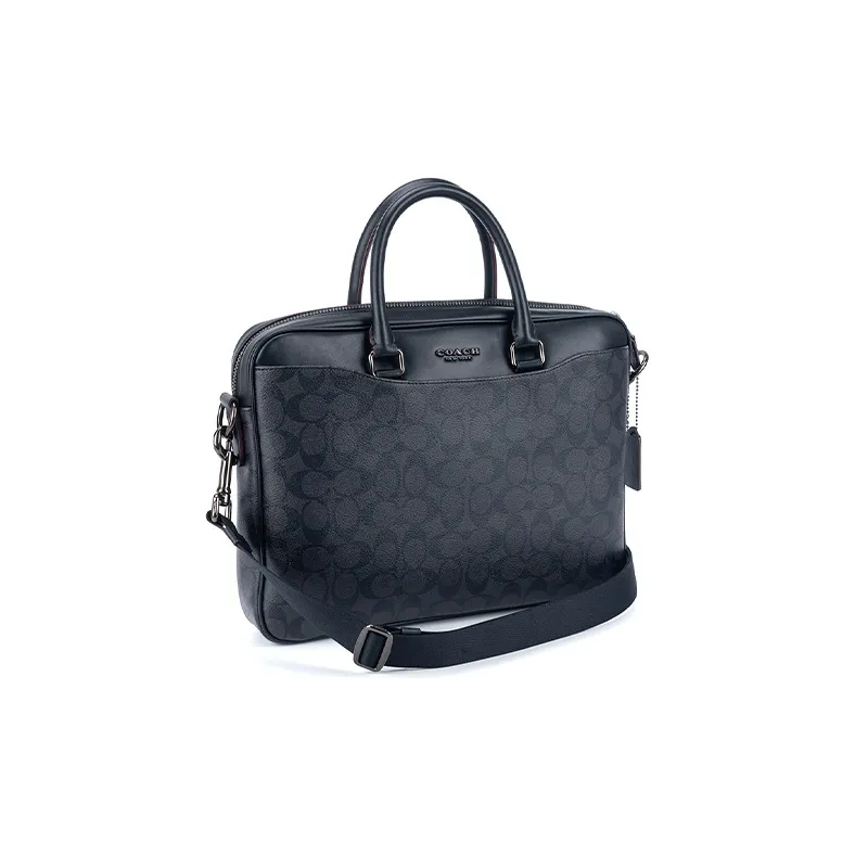 COACH Beckett Canvas With Leather Briefcase Large Size Men's Charcoal Black Monogram-1