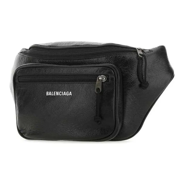 Balenciaga Leather Fanny Pack Men's Black-2