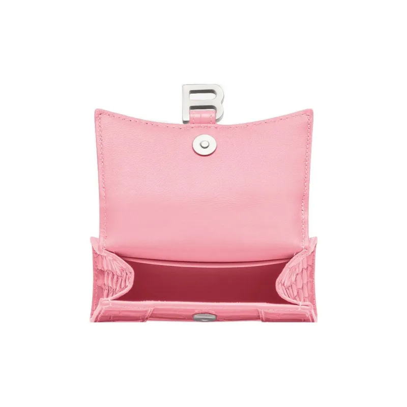 Balenciaga Embossed Cowhide Leather Hourglass Bag One Shoulder Handbag Crossbody Bag Mini Women's Pink-3