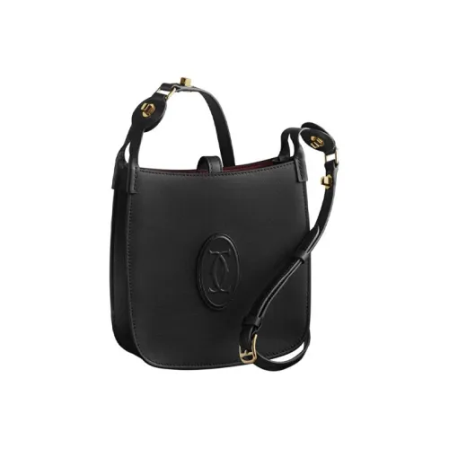 CARTIER Must De Cartier Calfskin Hobo Bag Shoulder Bag Crossbody Bag Mini Women's Black