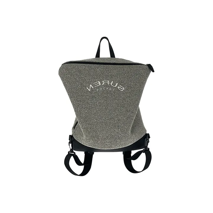 SUREN Fabric Backpack Regular Unisex Sky Gray/Warm Beige/Charcoal Black-4