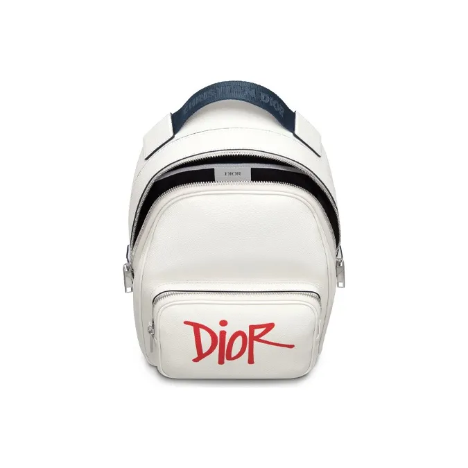 DIOR × SHAWN Collaboration Grained Calfskin Sling Bag Shoulder Bag Crossbody Bag Men's White-2