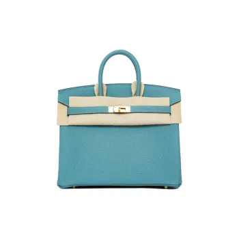HERMES Birkin TOGO Leather Cow Leather Birkin Bag Regular Women's Celestial Blue