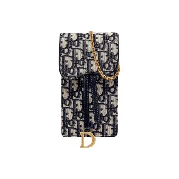 DIOR Saddle Fabric Saddle Bag, Cell Phone Pouch, Crossbody Bag, Shoulder Bag, Clutch Regular Women's Black/Beige