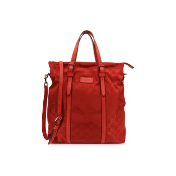 GUCCI Nylon With Leather Tote Bag, Handbag Men's Red