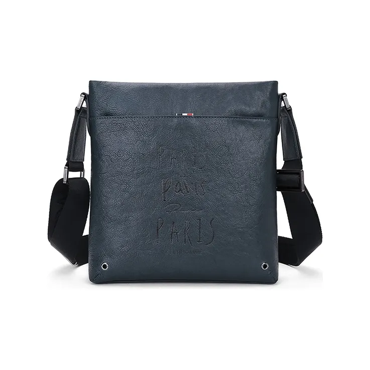 ELLE HOMME Top Grain Cow Leather Daylight Bag Shoulder Bag Crossbody Bag Regular Men's Black Blue-0