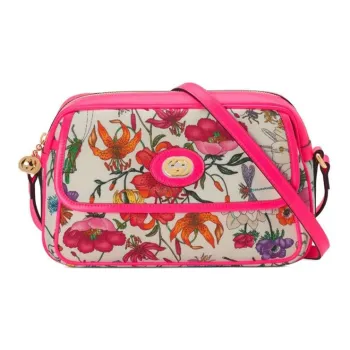 GUCCI Canvas With Leather Crossbody Bag, Shoulder Bag Women's Multicolor