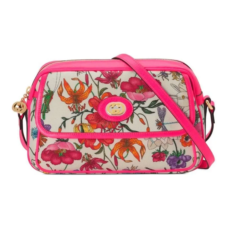 GUCCI Canvas With Leather Crossbody Bag, Shoulder Bag Women's Multicolor-0