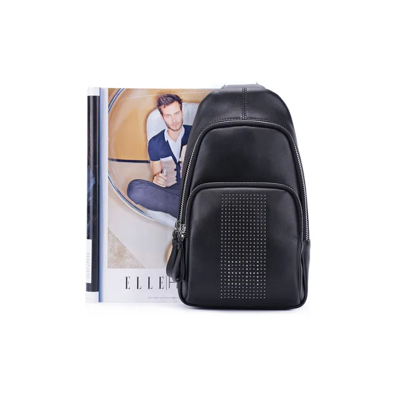 ELLE HOMME Cow Leather Crossbody Bags Sling Bags Regular Men's Black-4