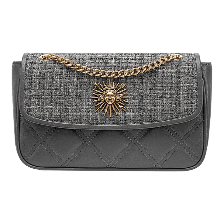 VANESSA HOGAN Fabric Genuine Leather Mahjong Pochette Shoulder Bag Crossbody Bag Regular Women's Gray-0