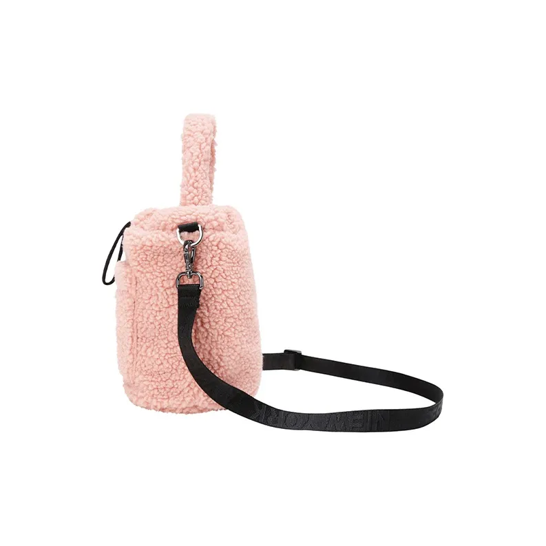 MLB Polar Fleece Wool Bucket Bag Handbag Women's Pink-4