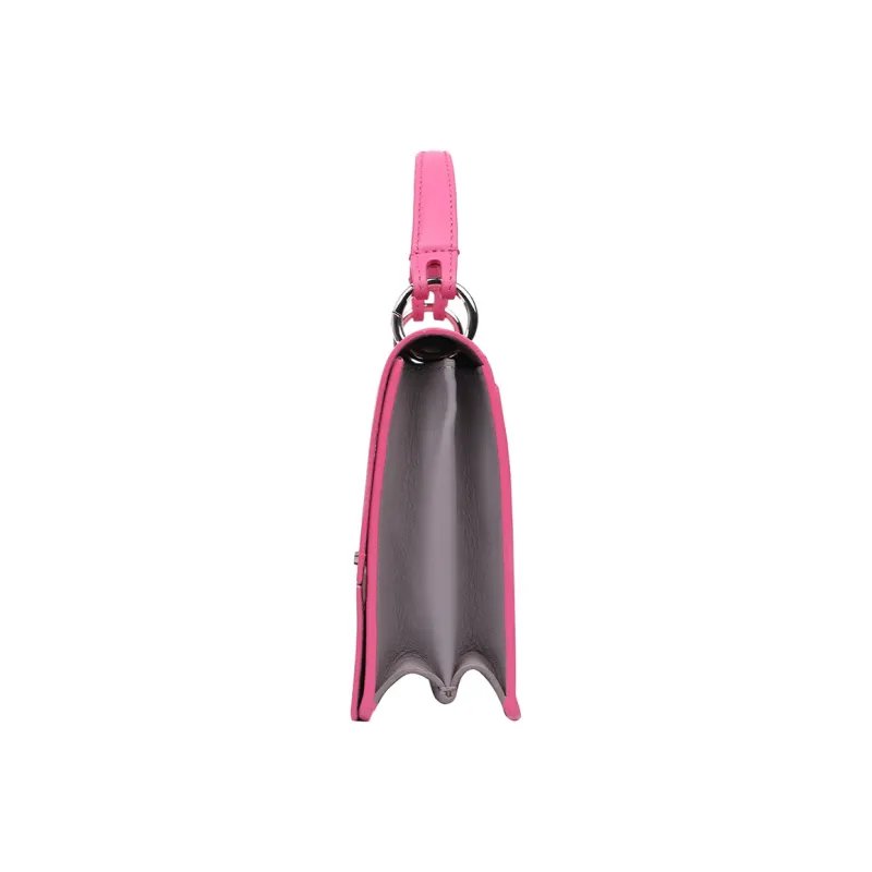 Furla Delizia Leather Small Square Bag, Crossbody Bag Mini Women's Pink-2