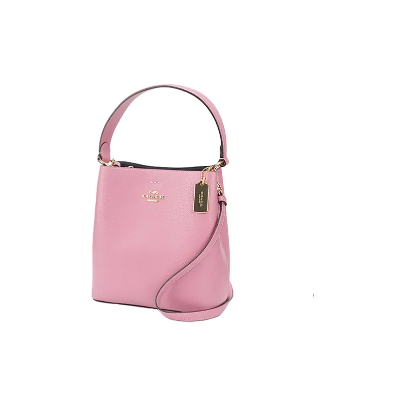 COACH Town Cow Leather Bucket Bags Shoulder Bag Crossbody Bag Handbag Small Size Women's Cherry Blossom Pink-1