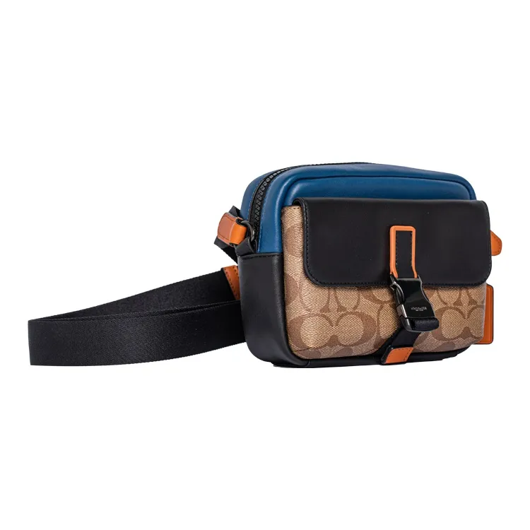 COACH Track Multicolor Monogram Canvas With Calfskin Shoulder Bag Crossbody Bag Mini Men's Blue Black Brown-1