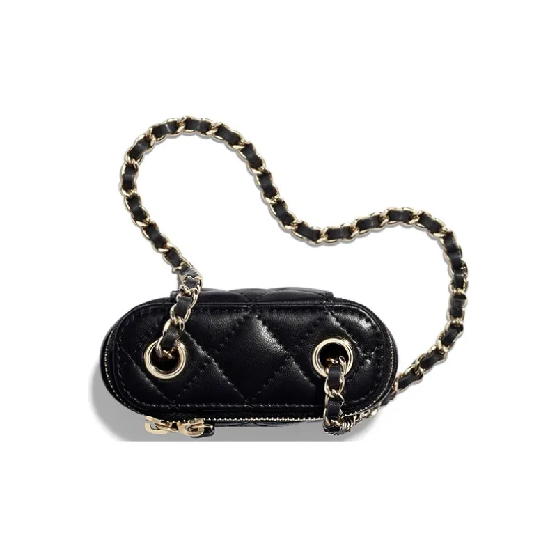 CHANEL Sheepskin Makeup Bag, Shoulder Bag, Crossbody Bag Mini Women's Black-3