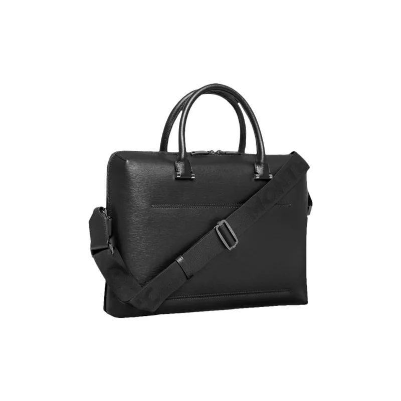MONTBLANC Cow Leather Briefcase, Crossbody Bag, Handbag Men's Black-3