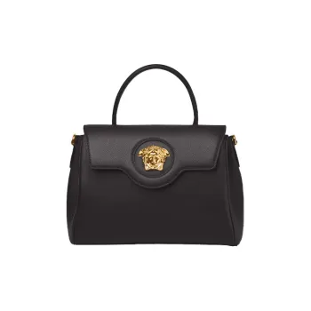 FANSIZHE La Medusa Cow Leather Crossbody Bag, Handbag Medium Size Women's Black