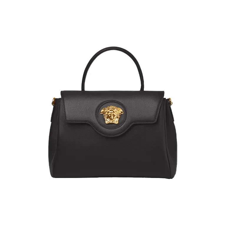 FANSIZHE La Medusa Cow Leather Crossbody Bag, Handbag Medium Size Women's Black-0