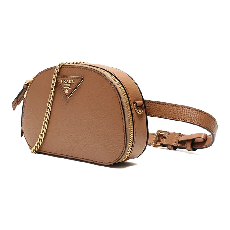 PRADA Cow Leather Crossbody Bags Fanny Pack Sling Bags Women's Caramel-1