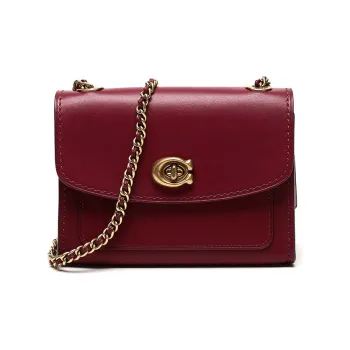 COACH Parker Cow Leather Chain Bag Crossbody Bag Shoulder Bag Women's Deep Red
