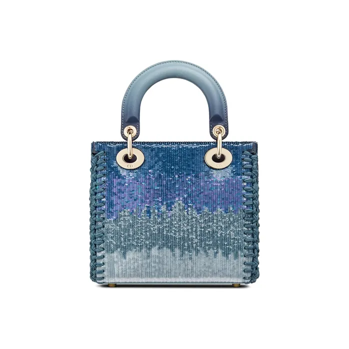 DIOR Lady Dior Embroidery Shoulder Bag Crossbody Bag Handbag Small Size Women's Blue-2