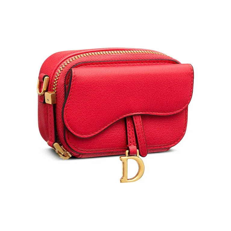 DIOR Saddle Sheepskin Saddle Bags Shoulder Bags Women's Red-1