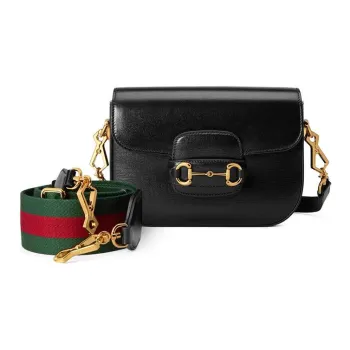 GUCCI Horsebit 1955 Leather Saddle Bag, Crossbody Bag, Shoulder Bag Mini Women's Black