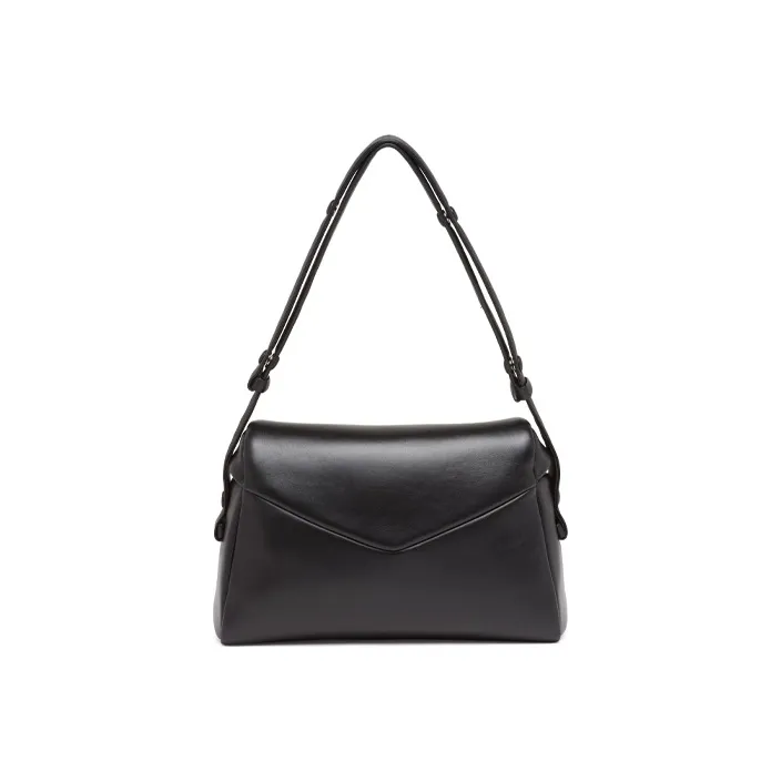 PRADA Soft Sheep Leather Shoulder Bag Women's Black-2