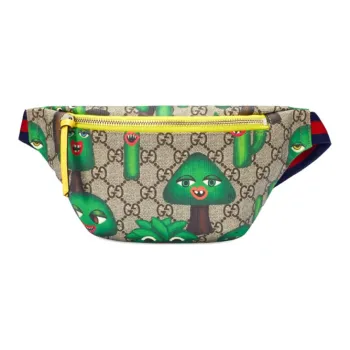 GUCCI Canvas With Leather Fanny Pack, Sling Bag, Kids' Bag Kids' Ebony/Yellow/Green