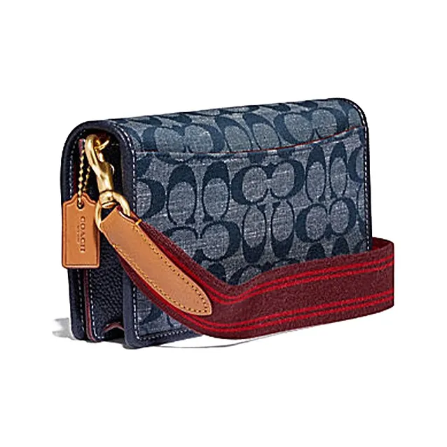 COACH Hayden Cotton With Leather Small Square Bag Shoulder Bag Crossbody Bag Small Size Women's Denim Blue Monogram-1