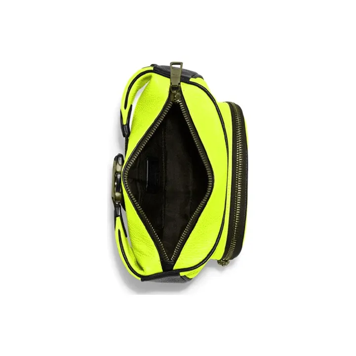 COACH Court Pebbled Leather Fanny Pack Trumpets Unisex Neon Yellow-2