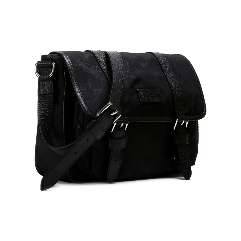 GUCCI GG GUCCIssima Logo Messenger Bag Monogram Black-4