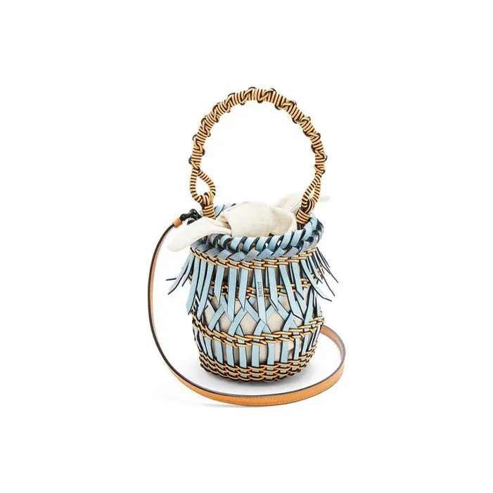 LOEWE Calfskin Bucket Bags Handbags Small Size Women's Light Blue/Honey-1