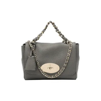 Mulberry Lily Coarse Grain Leather Handbag, Shoulder Bag Women's Dark Gray