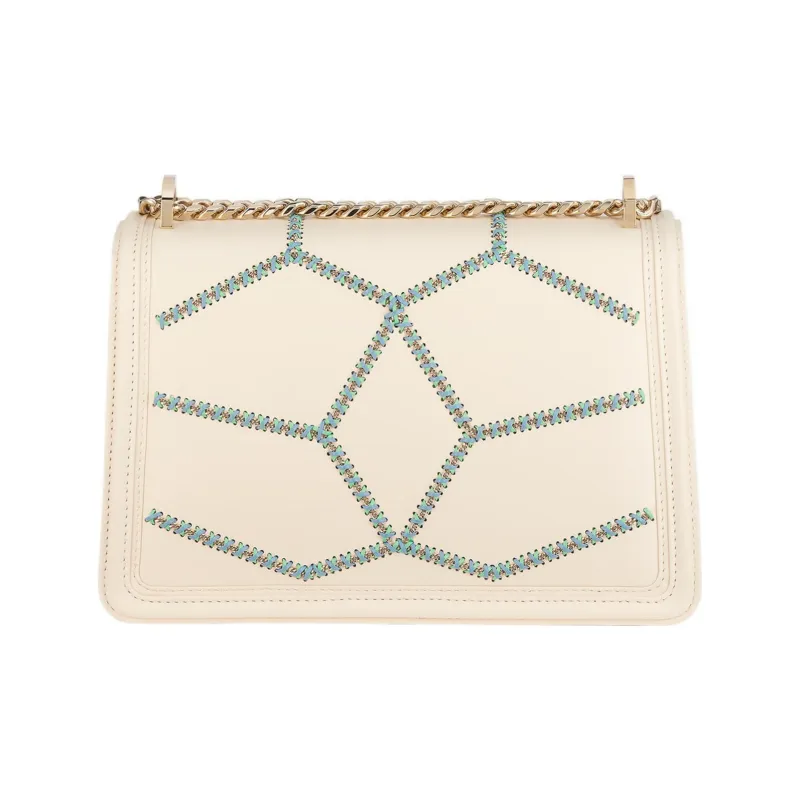 BVLGARI Serpenti Diamond Blast Calfskin With Embroidery Shoulder Bag Crossbody Bag Regular Women's Ivory White-3