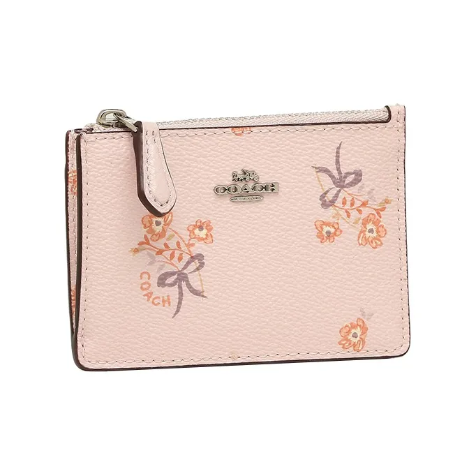 COACH Skinny Id Case Leather Document Bag Card Holder Card Holder Card Holder Mini Women's Pink-1