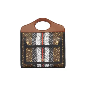 Burberry Pocket Bag Polyurethane Tote Bag Shopping Bag Portable Crossbody Bag Shoulder Bag Mini Women's Tan