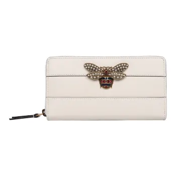 GUCCI Queen Margaret Leather Wallet Women's White
