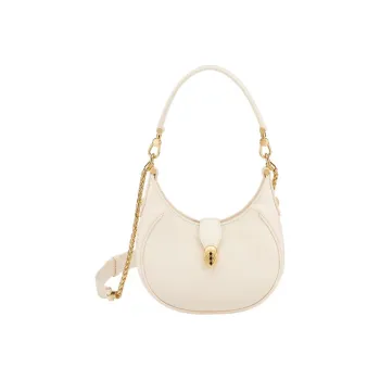 BVLGARI Serpenti Ellipse Cow Leather Shoulder Bag, Handbag, Crossbody Bag, Shoulder Bag Women's Ivory White