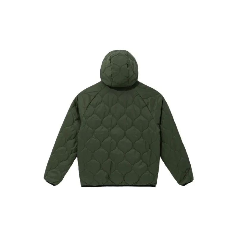 New Era FW21 Solid Color Hooded Fitted Moderate Regular Edition Puffer Jacket Unisex Olive Green-4