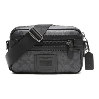 COACH Academy Canvas With Leather Camera Bag, Shoulder Bag, Crossbody Bag Men's Charcoal Black Monogram